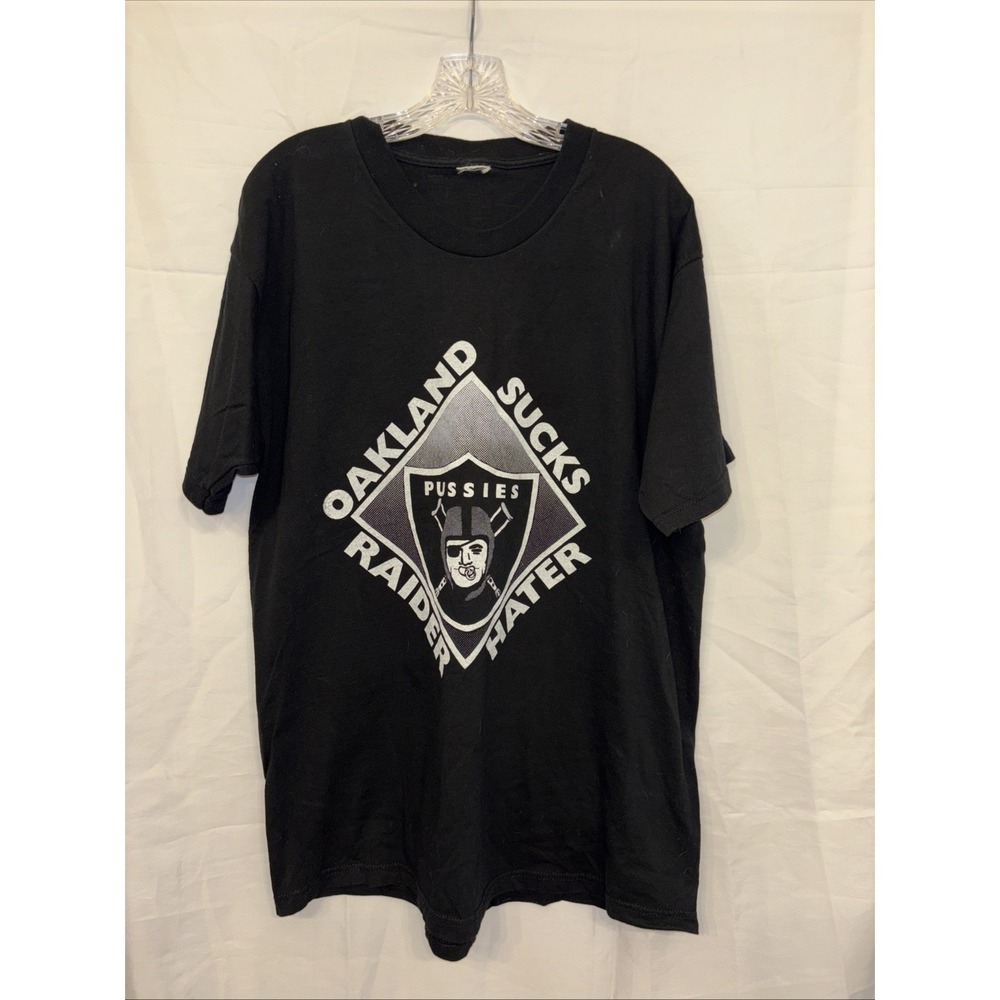 Denver Broncos 1997 Championship Oakland Raider Hater Black T Shirt Unknown Size